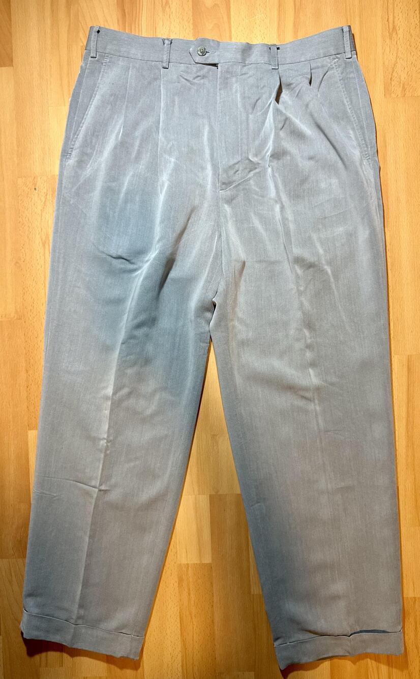 Perry Ellis America Pants Mens 36x30 Gray Pleated Dress Trousers Polyester Rayon